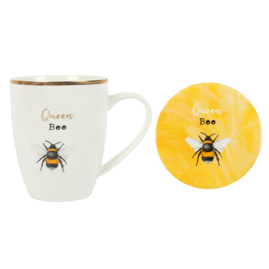 Queen Bee Keramisk Mugg Och Underlägg Set